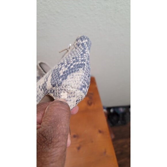 Steve Madden Kicking Natural Snake Print Peep Toe Stiletto Booties With Zipper C - Picture 11 of 11